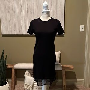 Black T Shirt Dress with Mesh Detail